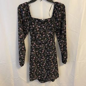 All In Favor Women's Long Sleeves Dress Floral Black Multi  Size Large